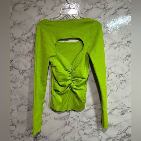 ASOS DESIGN sweater with cut out ruched back detail in lime green Size 4 - Picture 3 of 10